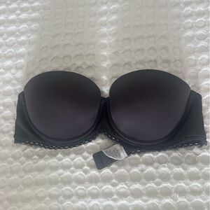 Calvin Klein Gray Strapless Push Up Bra with Lace Detail